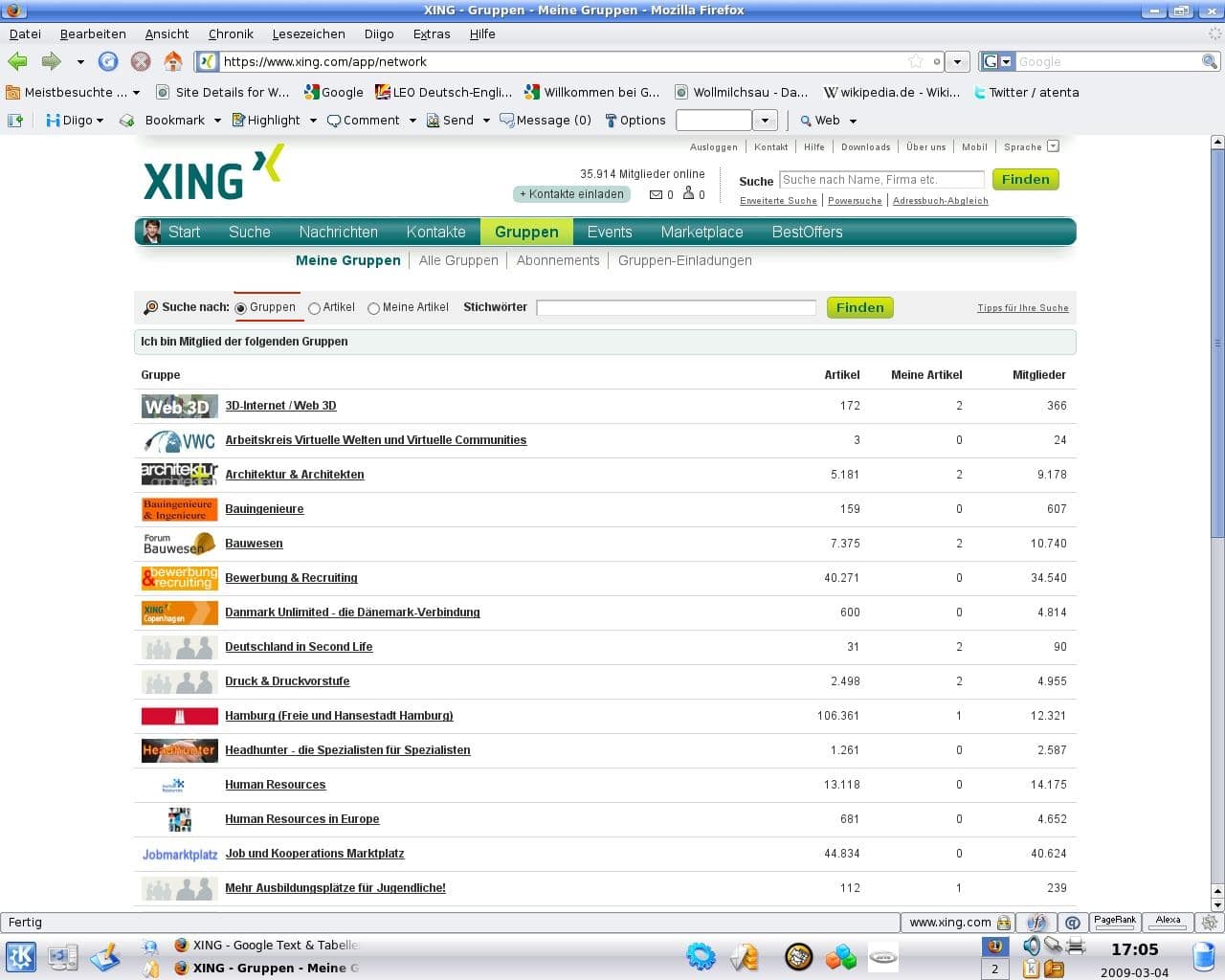 Die XING-Gruppensuche