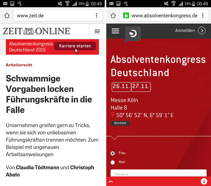 Mobile Ads beim Absolventen Kongress