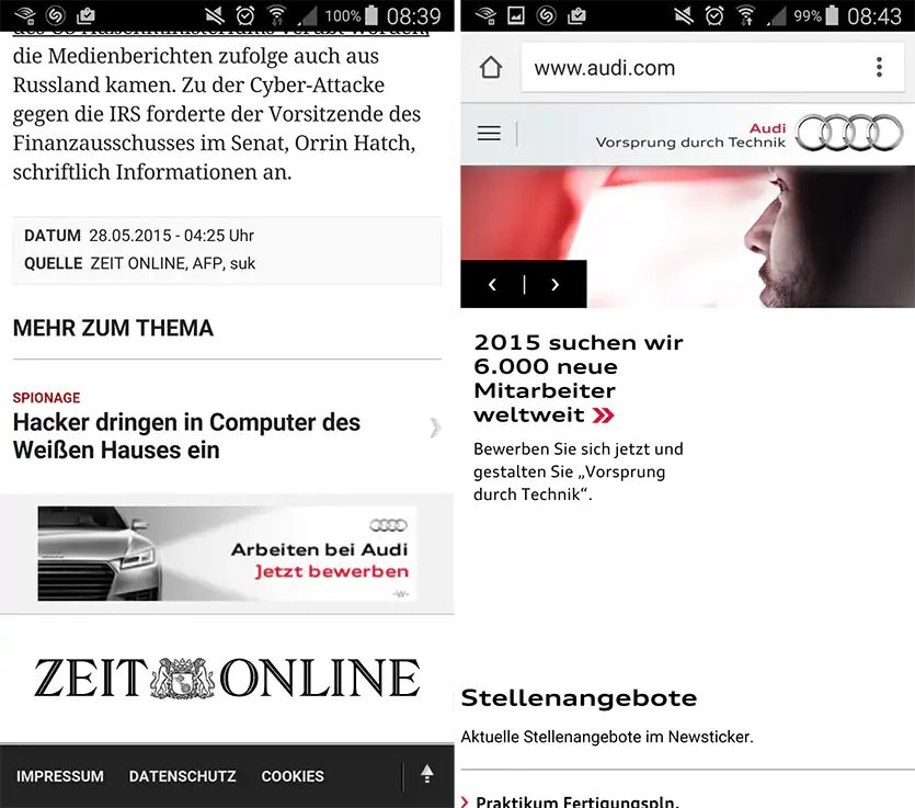 Mobile Ads von Audi