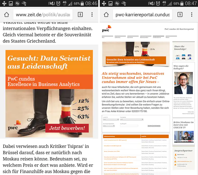 Mobile Ads bei PWC