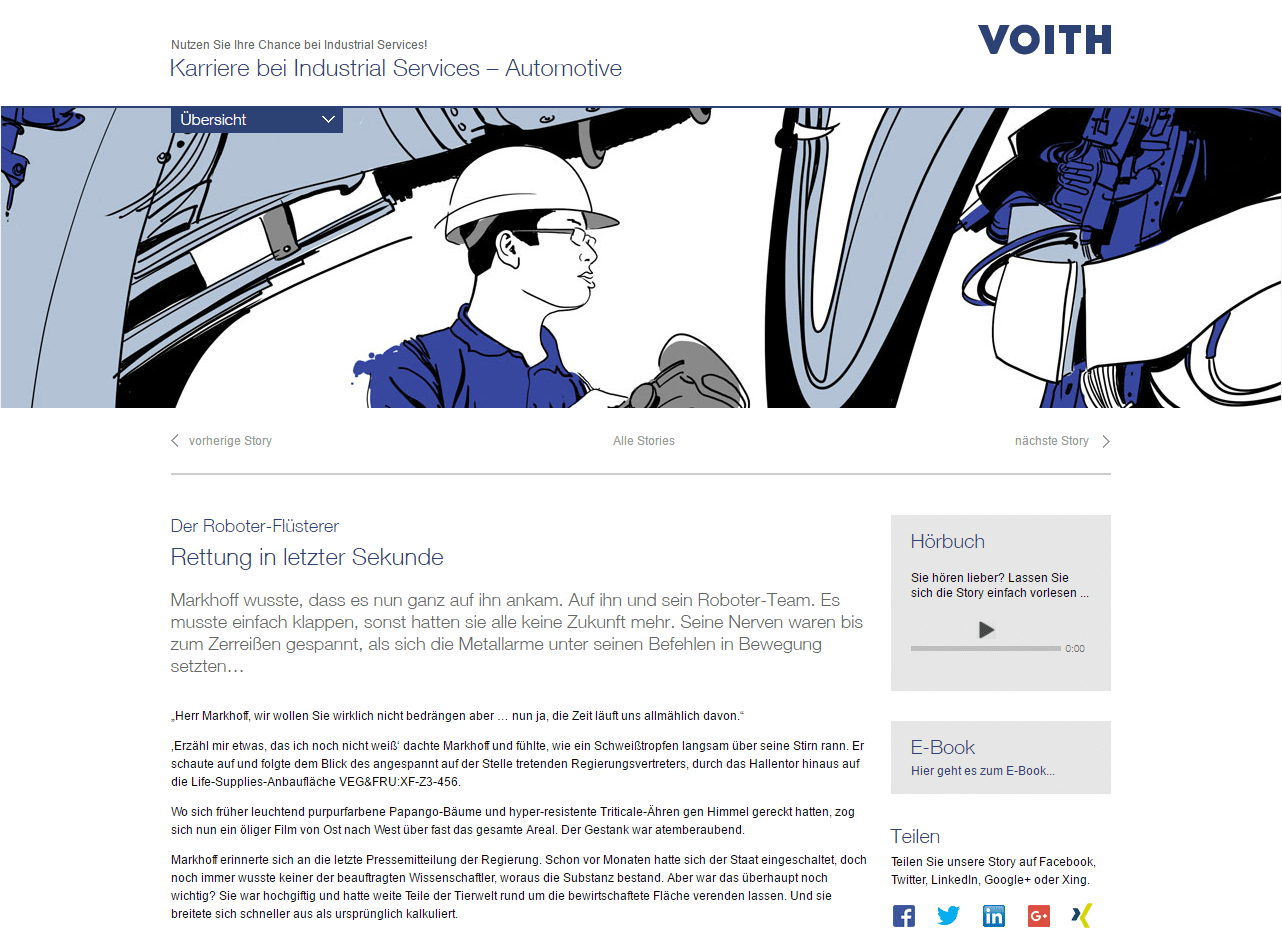 Storytelling auf der Karrierewebseite des Technologiekonzerns Voith