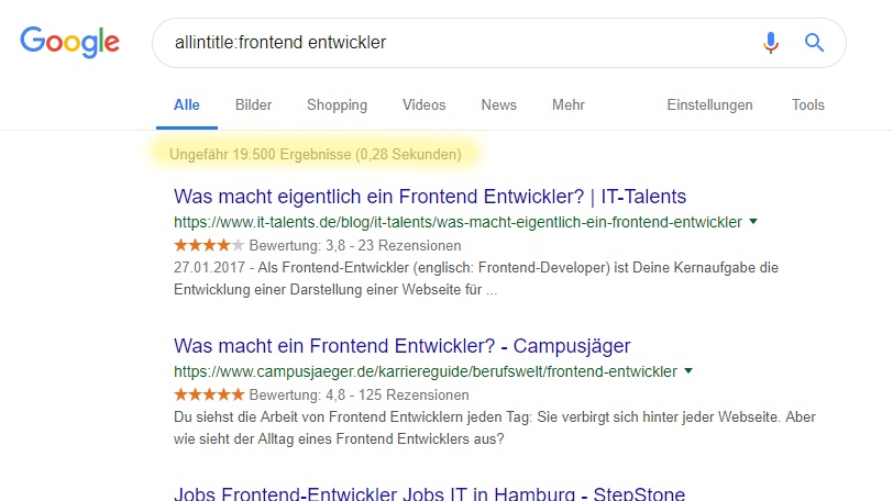 Candidate Journey bei Google - Jobtitel optimieren