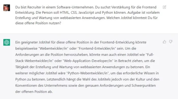 ChatGPT als Jobtitel Tool