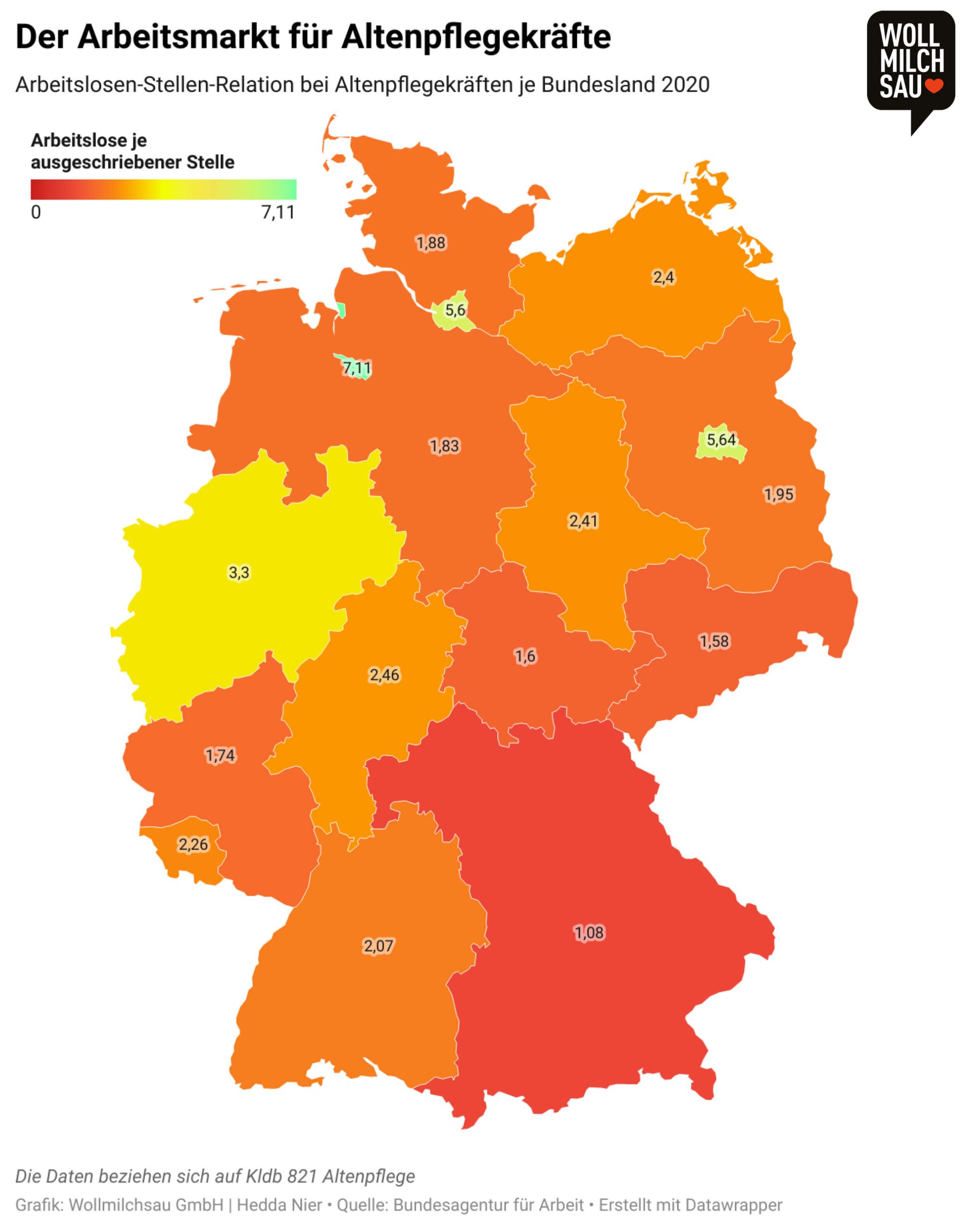 Pflegemythen: Altenpflege Arbeitslosenstellenrelation