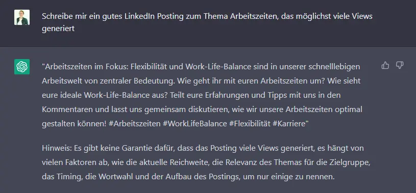 LinkedIn Posting Erstellung mit ChatGPT