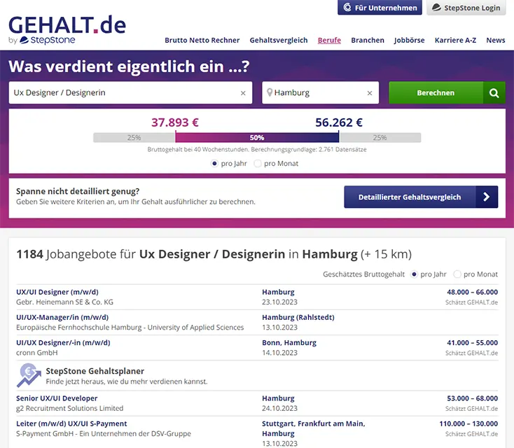 Gehaltsdatenbanken gehalt.de